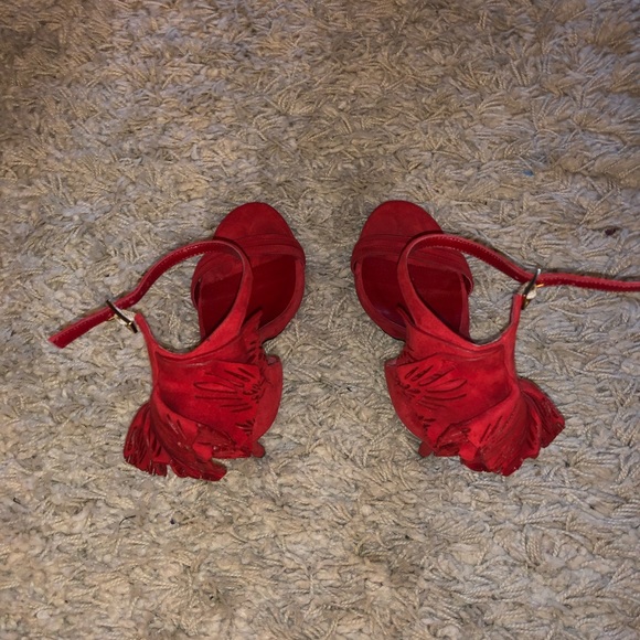 NWT Jimmy Choo Red Suede Heels. 37.5 (7.5) - Picture 7 of 8